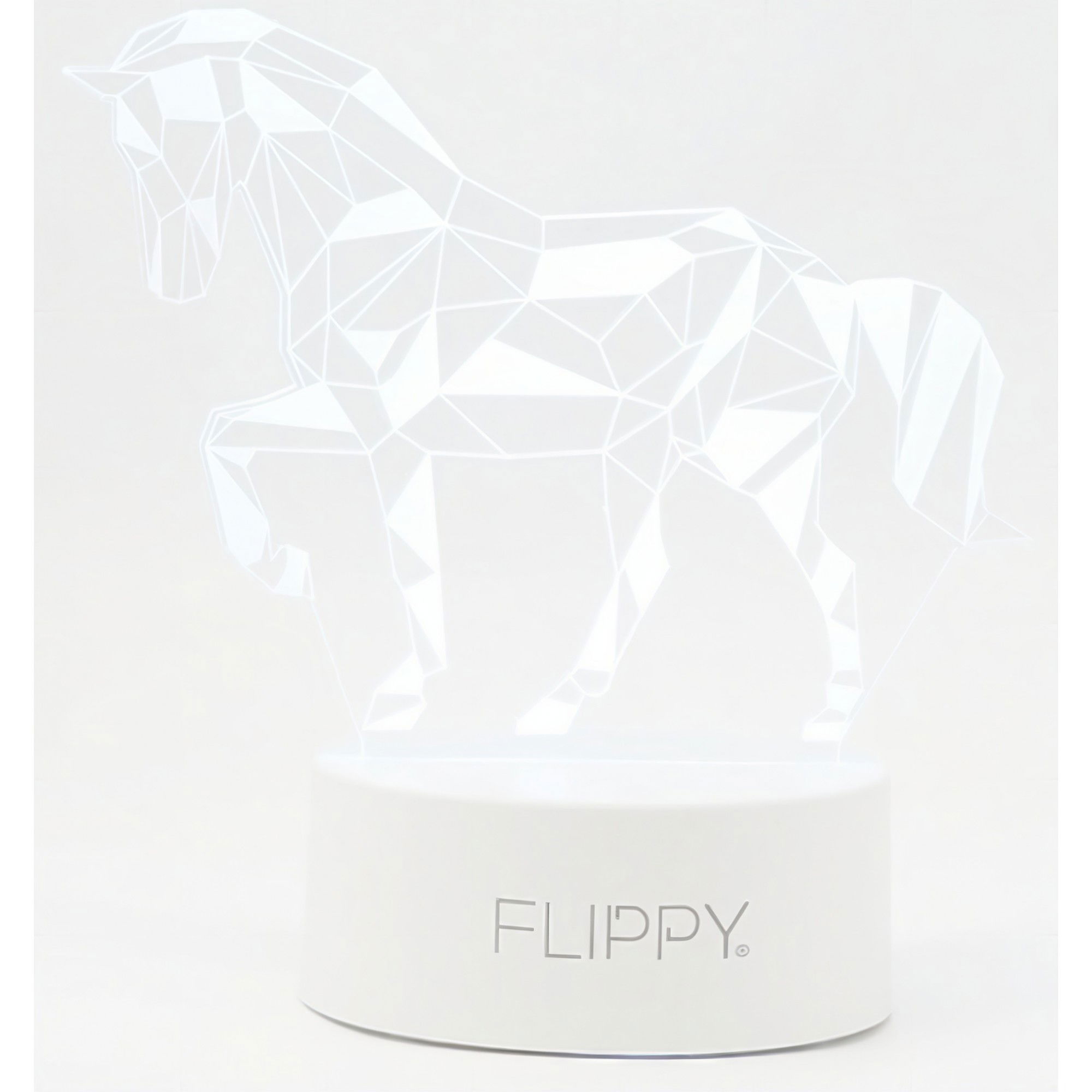 Lampa LED decorativa, Flippy, 3D, Cal, cu telecomanda, doua moduri de alimentare USB si baterii, 20 cm inaltime, din material acril si lumina multicolora, alb [3]