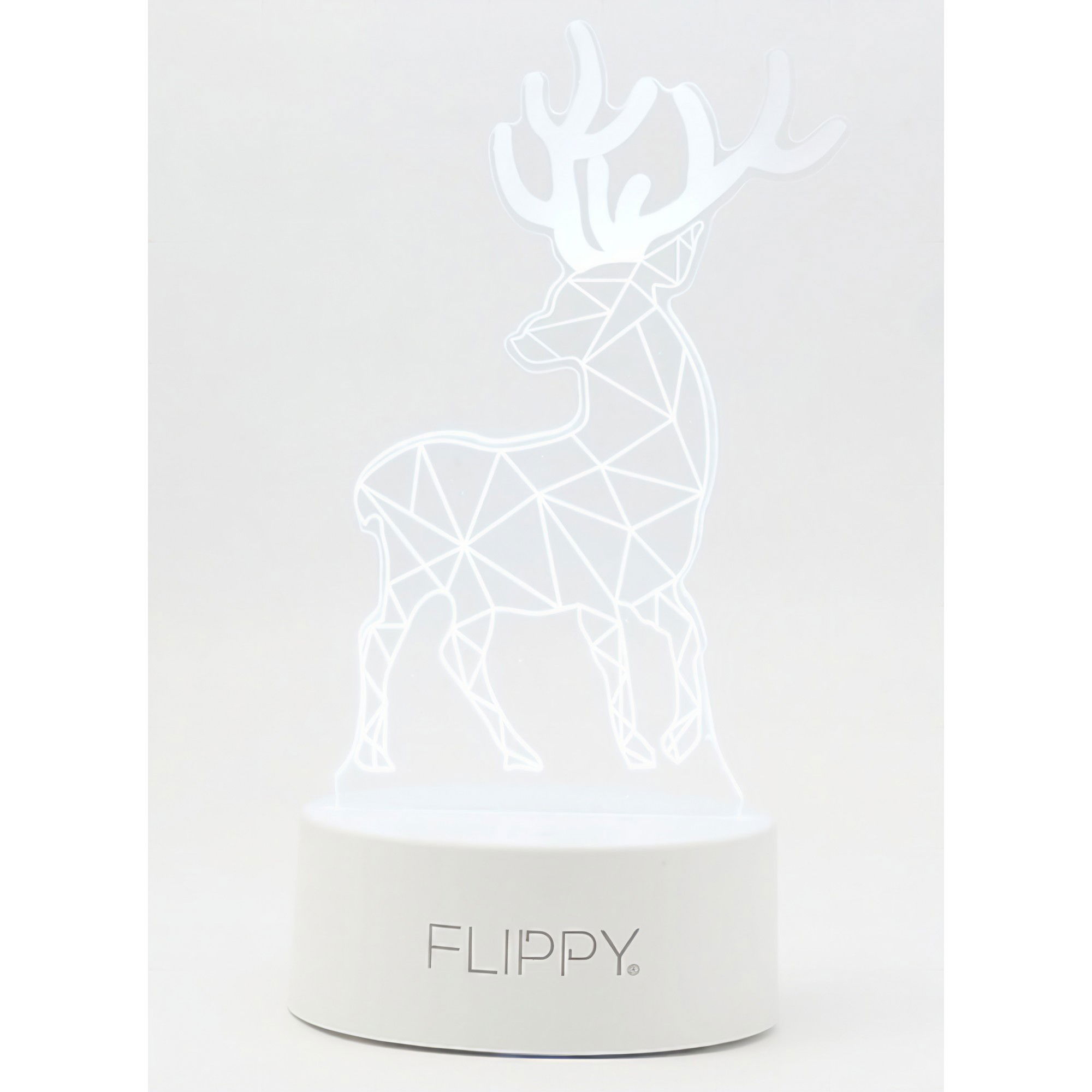 Lampa LED decorativa, Flippy, 3D, Cerb, cu telecomanda, doua moduri de alimentare USB si baterii, 20 cm inaltime, din material acril si lumina multicolora, alb [6]