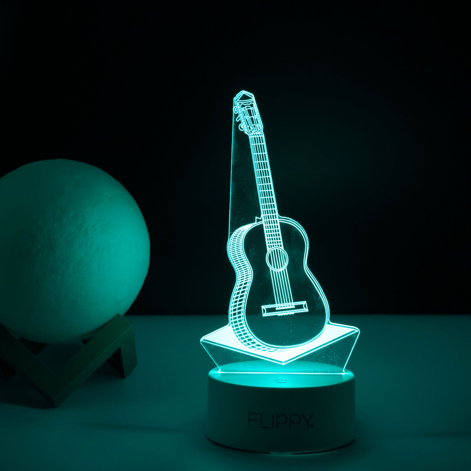 Lampa LED decorativa, Flippy, 3D, Chitara, din material acril si lumina multicolora, alb [5]