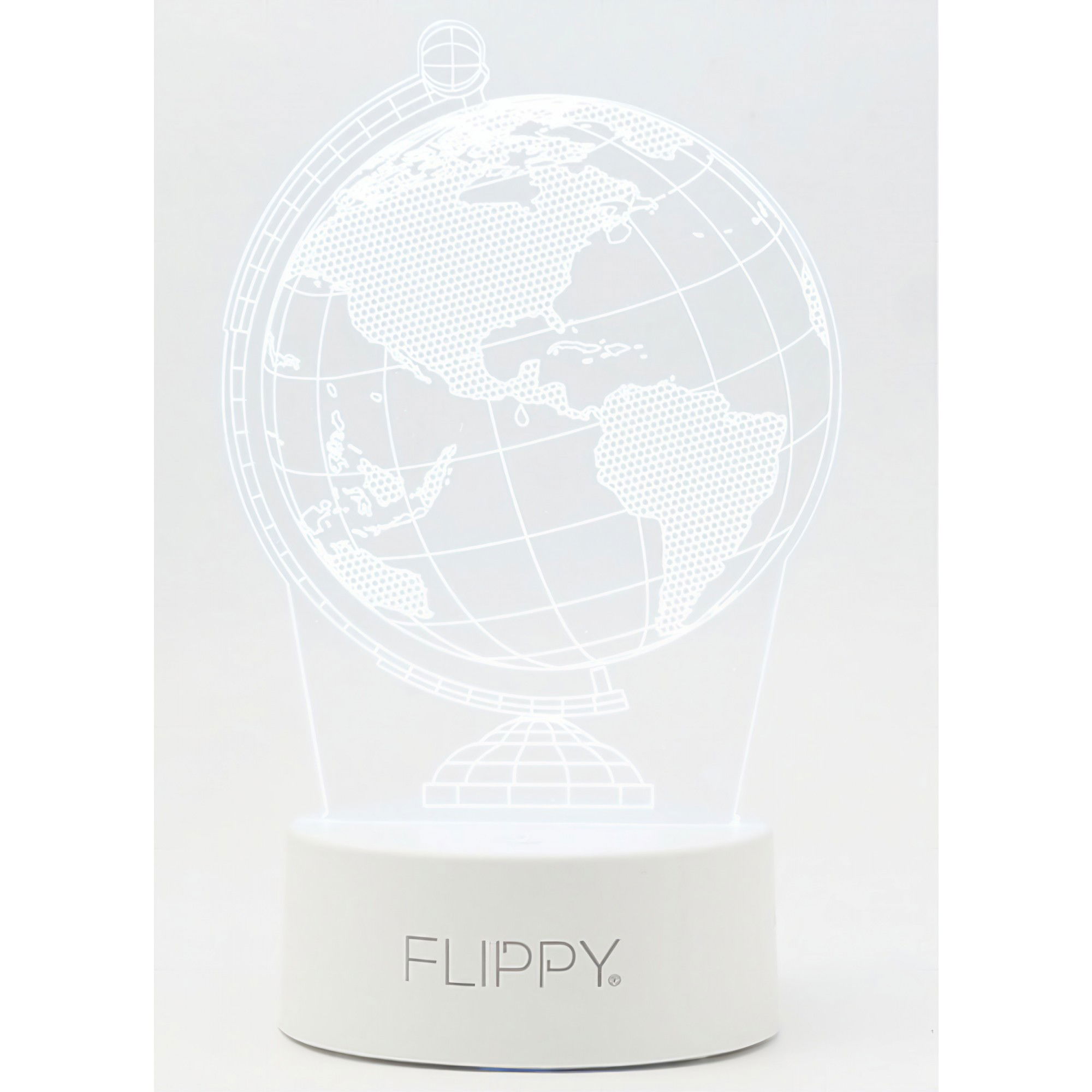 Lampa LED decorativa, Flippy, 3D, Globul Pamantesc, doua moduri de alimentare USB si baterii, 20 cm inaltime, din material acril si lumina multicolora, alb [6]