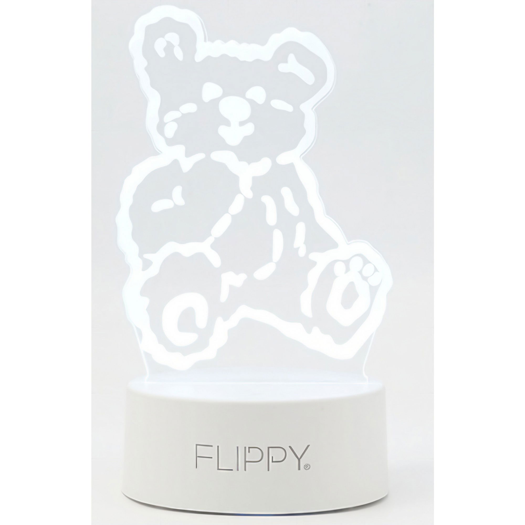 Lampa LED decorativa, Flippy, 3D, Ursulet, cu telecomanda, doua moduri de alimentare USB si baterii, 20 cm inaltime, din material acril si lumina multicolora, alb [3]