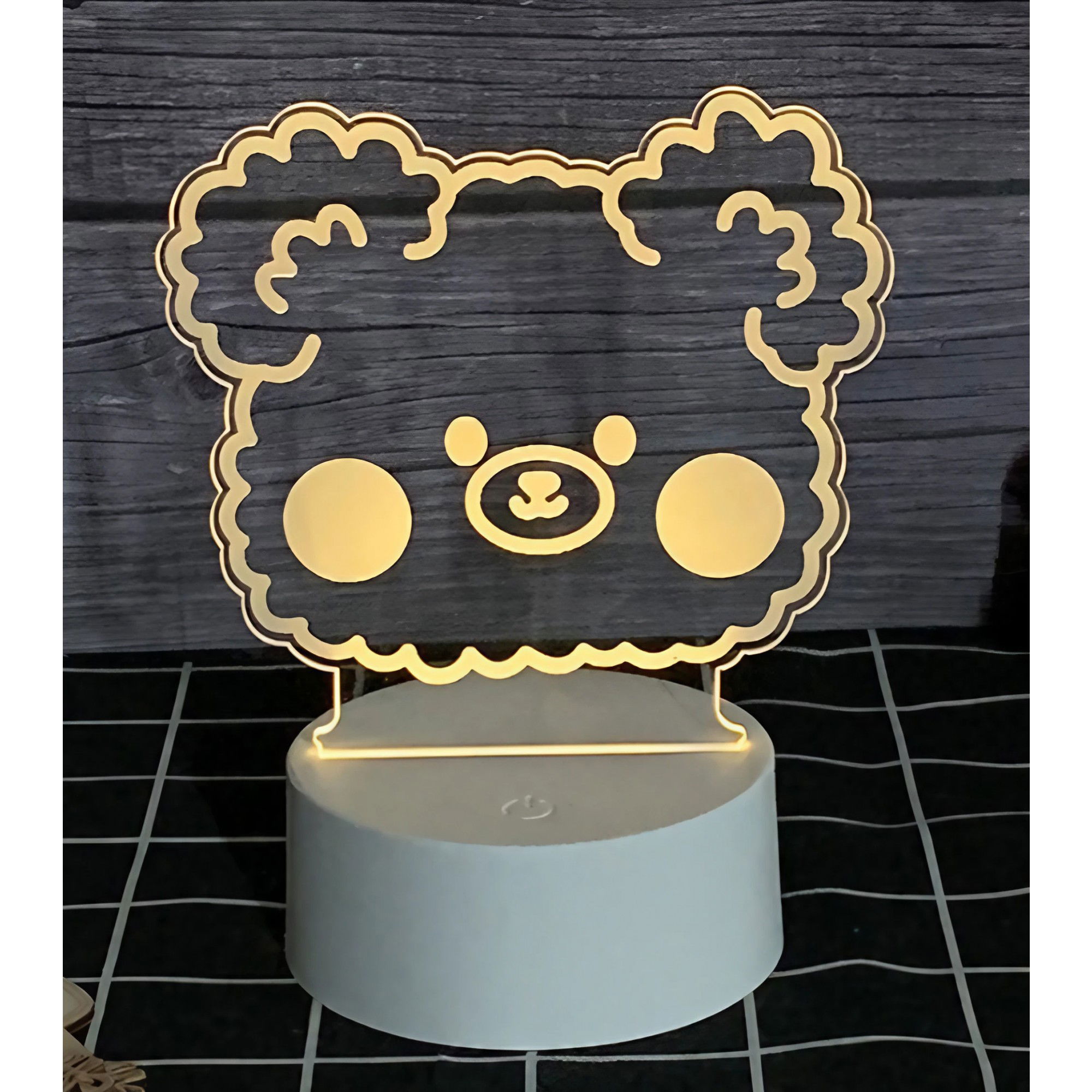 Diverse Casa - Lampa LED decorativa, Flippy, 3D, Ursulet, din material acril si lumina multicolora, alb