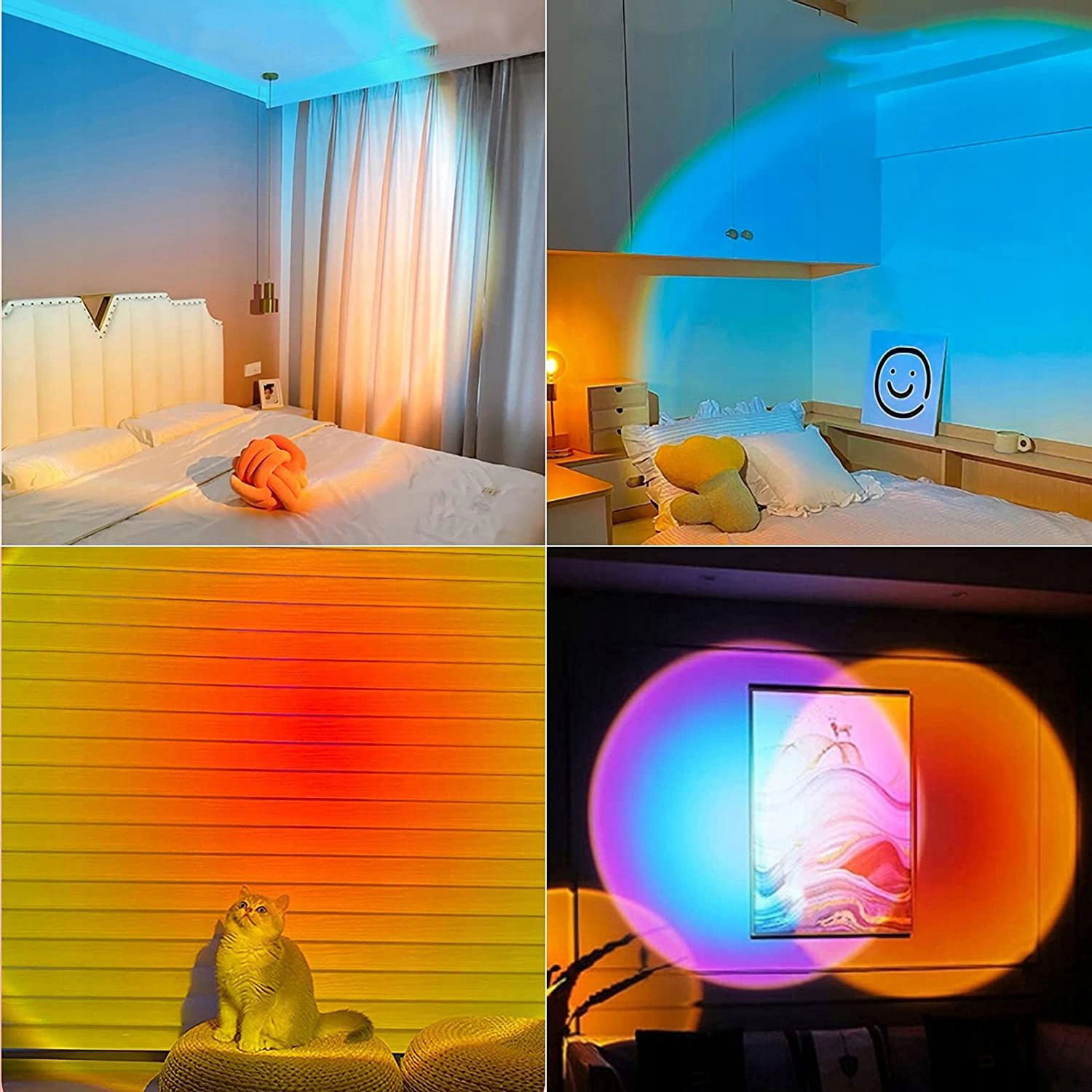 50 - 100 LEI - Lampa LED tip Proiector cu 16 culori, Flippy, Rotire 360 de Grade, Incarcare USB, cu Telecomanda, Intrerupator, pentru Podea, Tavan, Perete, 26x12 cm, Negru