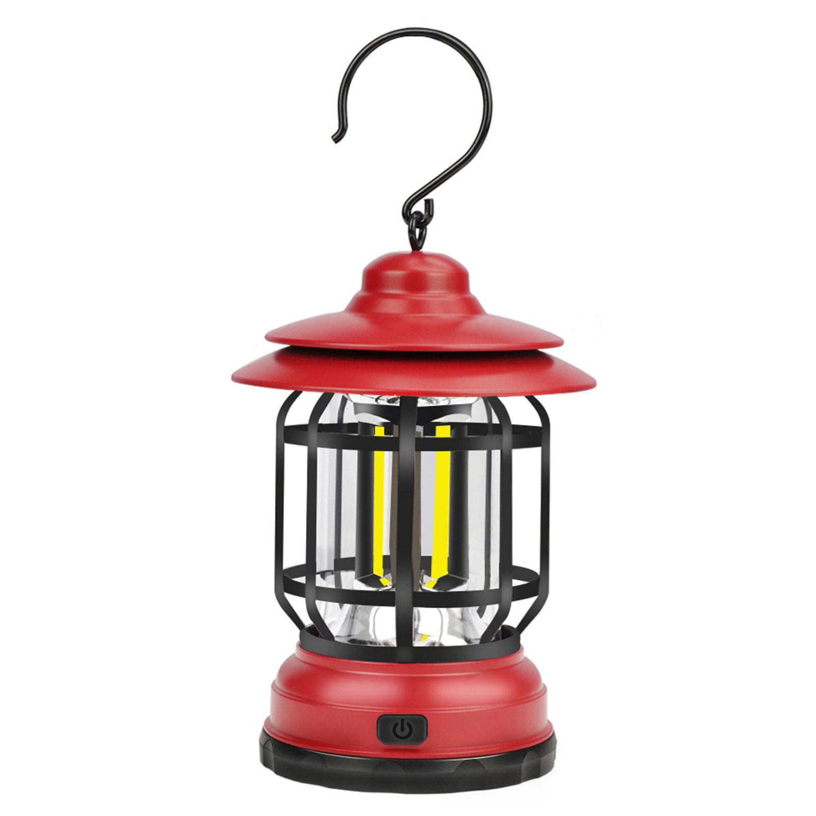 Articole pentru Gradina si Bricolaj - Portable camping light, vintage lantern with hook, ABS, 21 COB LED lighting, adjustable intensity, 5W, reversible, red rechargeable