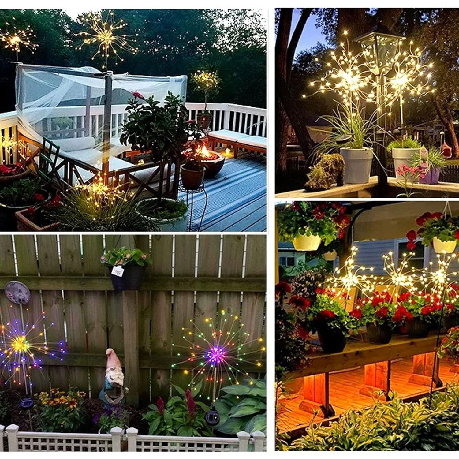 25 - 50 LEI - Lampa Solara, Flippy, Decor Gradina, Model Fireworks/Artificii, din Sarma de Cupru, 120 LED-uri, 55W, 90 cm, Alb Rece