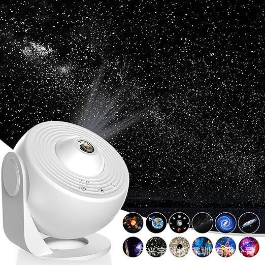 Lampa Tip Proiector Galaxie, Flippy, pentru Dormitor, Tematica Cer Instelat, Model Glob, HD, Rotire 360 de Grade, 13 Imagini, Incarcare USB, 5 W, 11.2x10.8x10.9 cm, Alb [3]