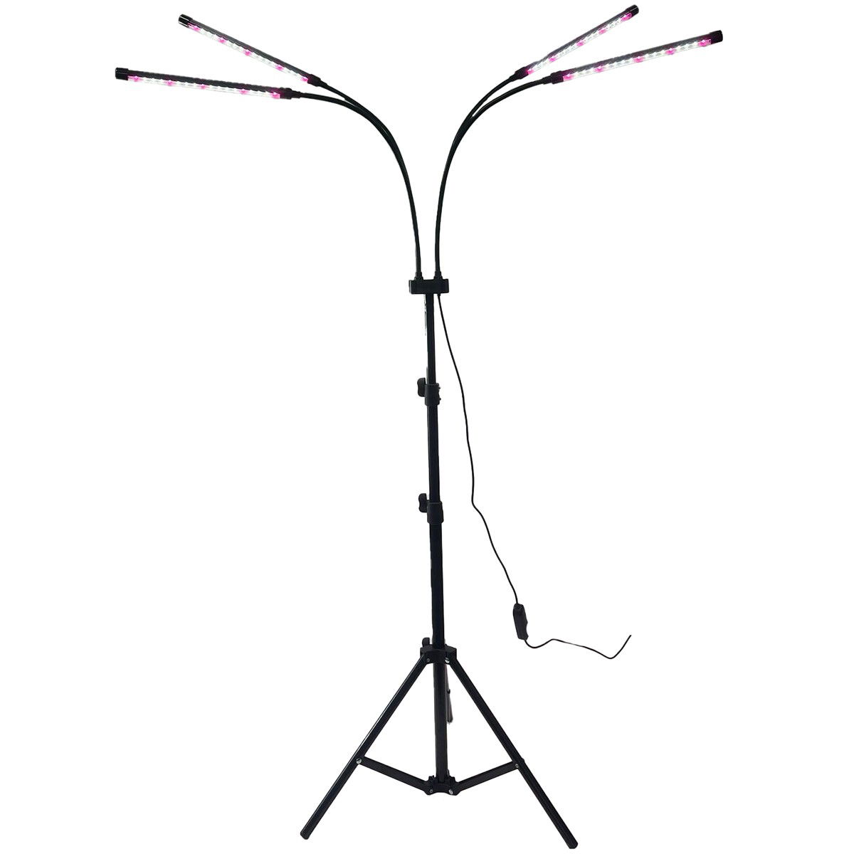 Articole pentru Gradina si Bricolaj - Lampa UV pentru cresterea plantelor, Flippy, 4 capete, putere 30W, 108 LED-uri Lampa cu lumina Ultra-Violet, Lampa cu Picior Ajustabil pana la 2 m, Lumina UV Alb Rece