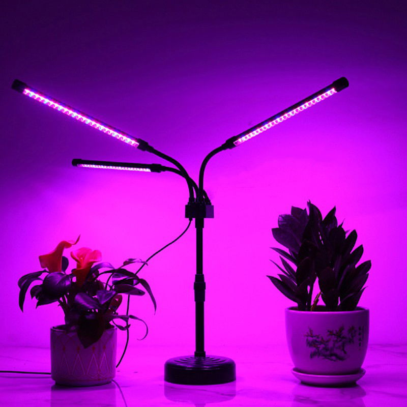 Articole pentru Gradina si Bricolaj - Lampa UV pentru cresterea plantelor, Flippy, Alimentare cu USB, 15W, 3 capete, 72 LED-uri, 9 nivele lumina, Timer, Inaltime Ajustabila pana la 65 cm Lumina Mov