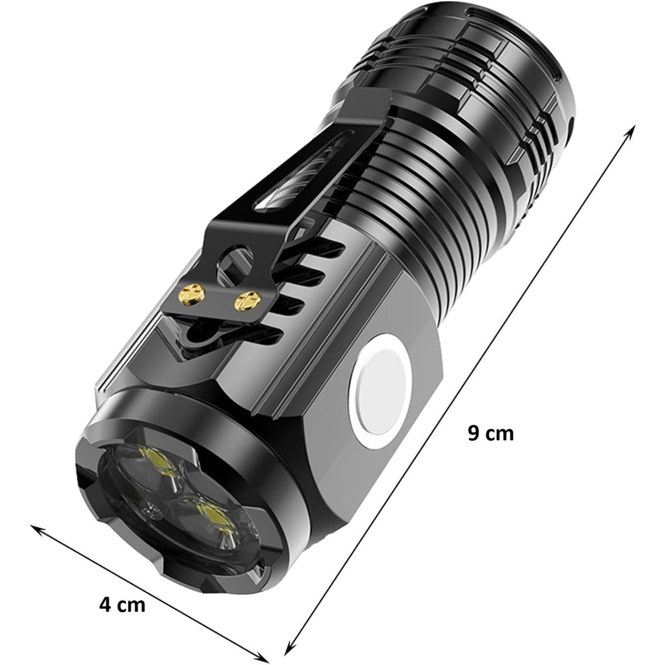 Lanterna cu 3 Nuclee Led, Flippy, Incarcare USB, Autonomie 4-20h, Raza Maxima 100-200 m, 5W, 4 x 4 x 9 cm, Suport de Agatat, Fund Magnetic, Negru Galvanizat [6]