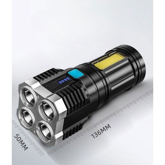 Lanterna LED Tactica 2 in 1, Flippy, 4 Moduri de Iluminare, Tip Proiector COB, Rezistenta la Apa, Reincarcabila, USB, Lanterna de Drumetii, 13.6 x 5 cm, Negru [7]