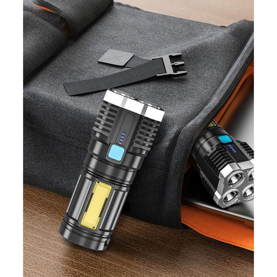 Lanterna LED Tactica 2 in 1, Flippy, 4 Moduri de Iluminare, Tip Proiector COB, Rezistenta la Apa, Reincarcabila, USB, Lanterna de Drumetii, 13.6 x 5 cm, Negru [2]