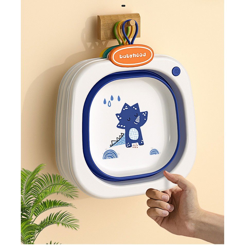 Articole pentru baie - Lavoar Pliabil, Flippy, pentru Copii 1-8 Ani, Model Animat, din PP+TPE, 32x29x10 cm, Albastru