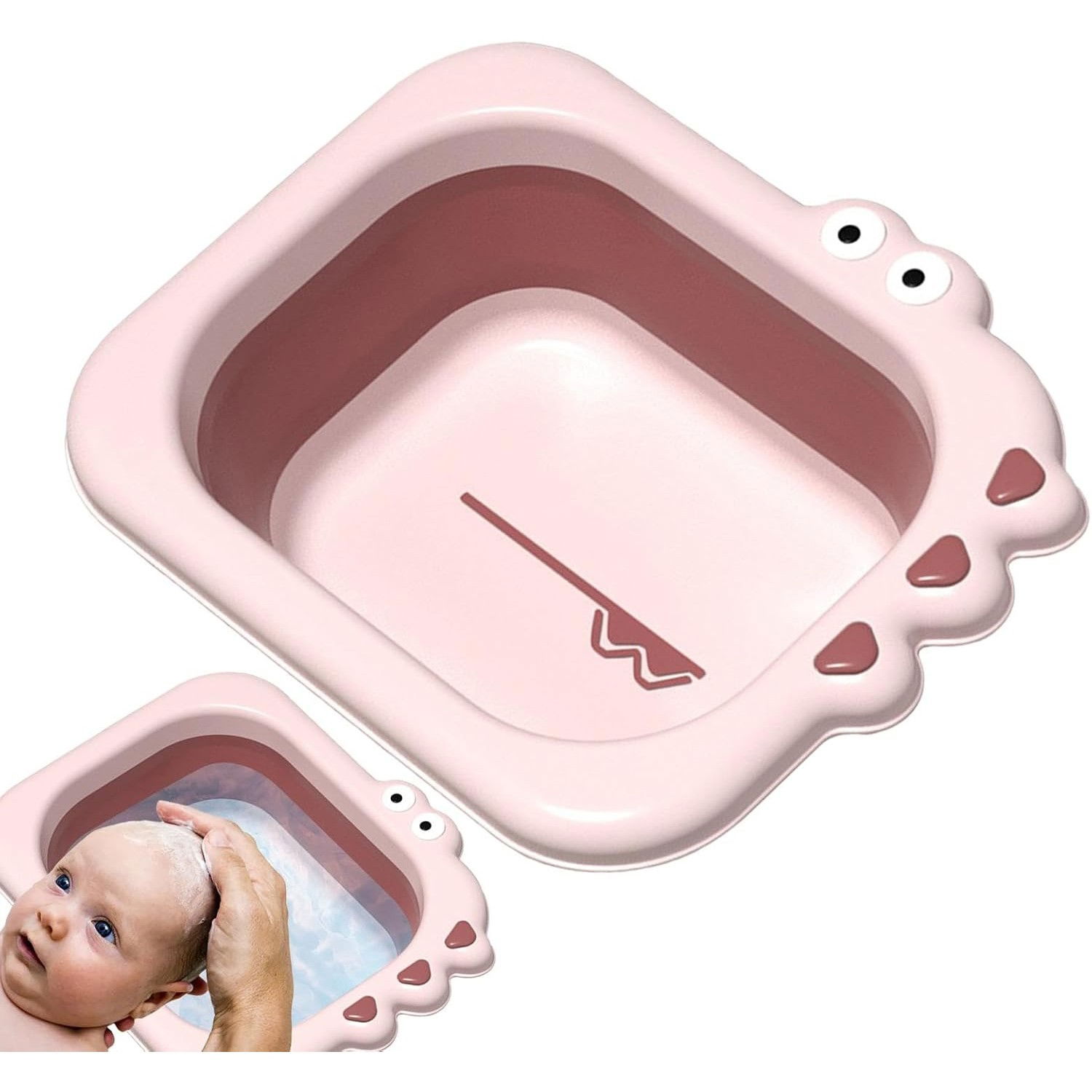 Lavoar Pliabil, Flippy, pentru Copii, din PP/TPE, Portabil, Model Crocodil, 30x24.5x9 cm, Roz [5]