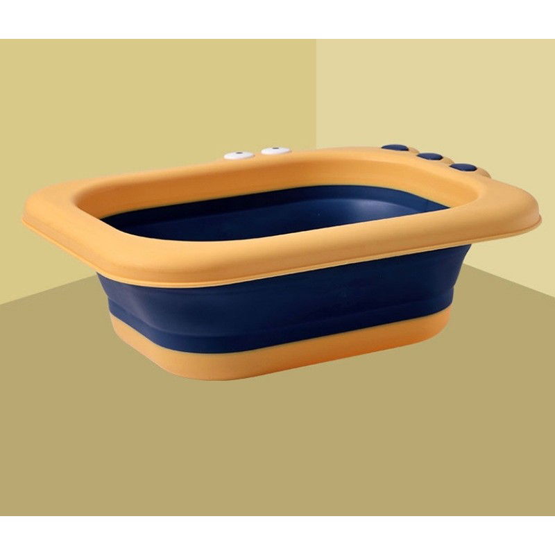 Lavoar Pliabil, Flippy, pentru Copii, din PP/TPE, Portabil, Model Crocodil, 30x24.5x9 cm, Galben/Albastru [5]