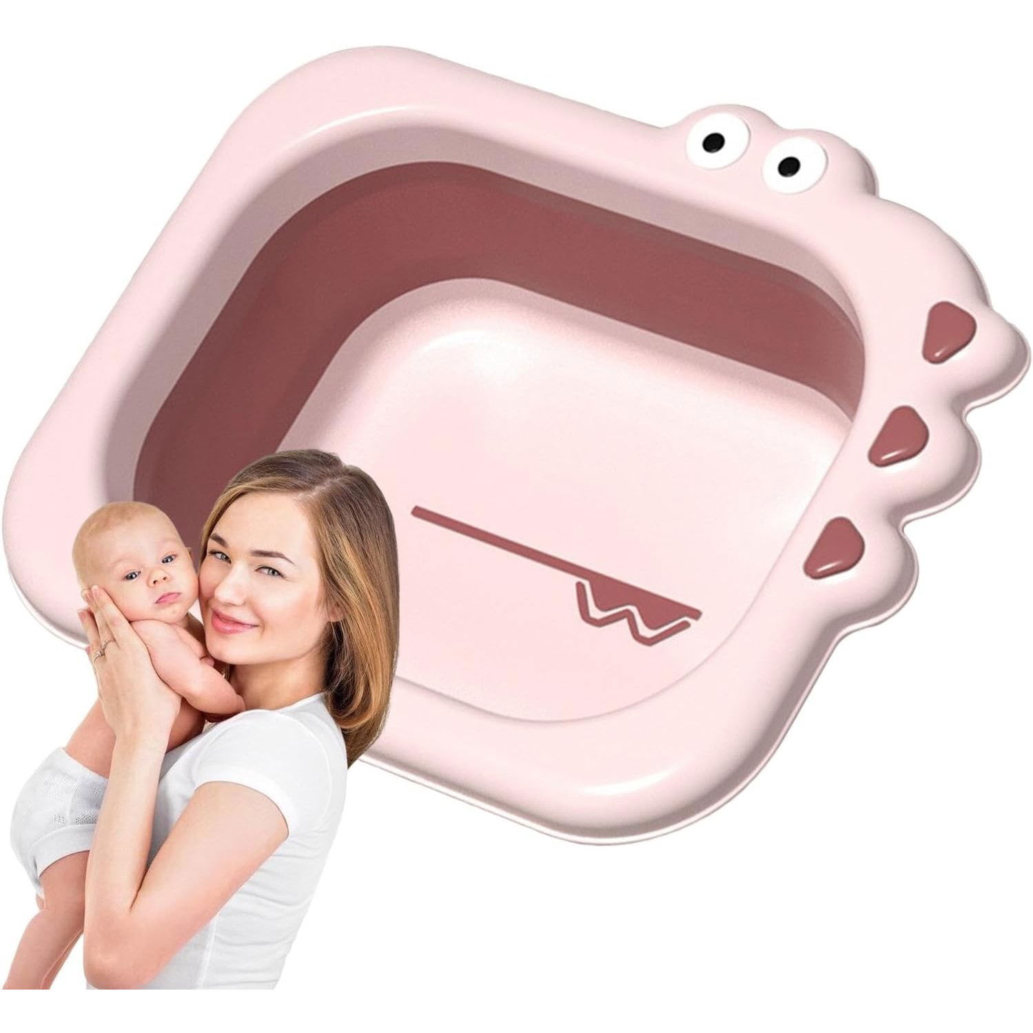 Lavoar Pliabil, Flippy, pentru Copii, din PP/TPE, Portabil, Model Crocodil, 30x24.5x9 cm, Roz [4]