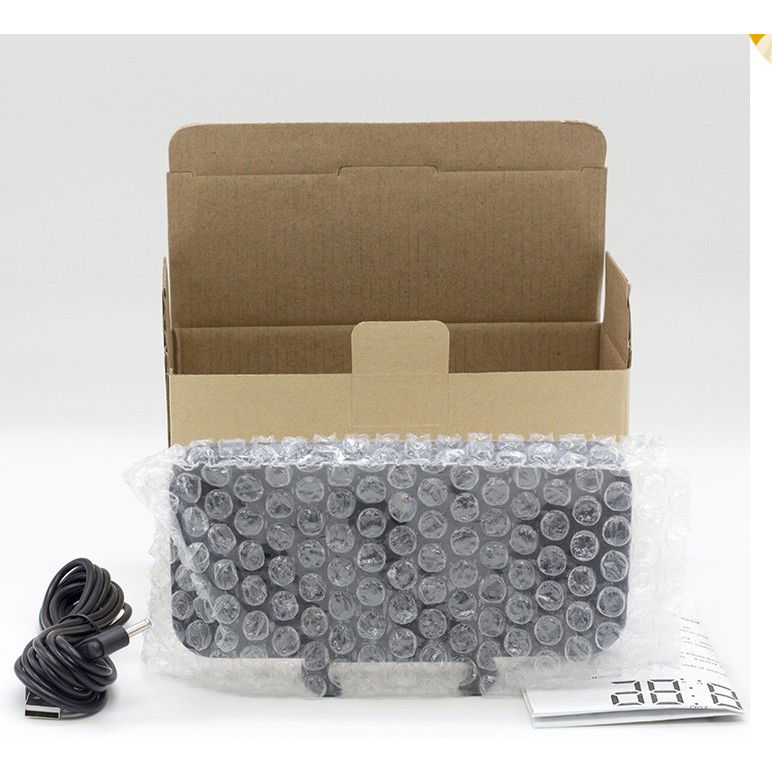 Ceas digital cu LED, Flippy, multifunctional, afisaj digital, alarma, 2 porturi USB de iesire, ecran tip oglinda, modern, 15.8 cm, alb [9]