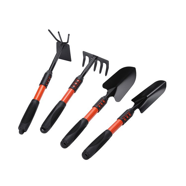 Articole pentru Gradina si Bricolaj - Set 4 Unelte de Gradina Flippy, Maner extensibil, pentru Plantare Prelucrare Sol si Ingrijire Plante, Material otel carbon, negru