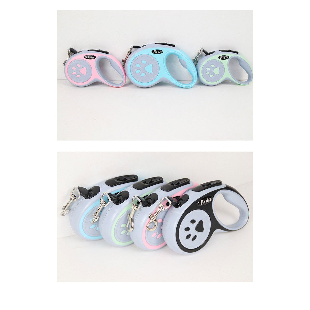 Lesa Automata Retractabila, Flippy, pentru Caini, 3m, 20 kg, ABS, Gri/Bleu, 8x12x4 cm [3]