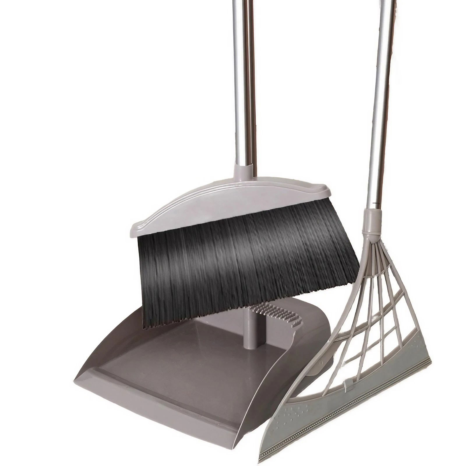 Maturi, Perii, Mopuri si Galeti - Set matura, faras cu coada si matura silicon, Flippy, Pentru uz casnic, Plastic/Otel, Gri, 90 x 72 x 100 cm