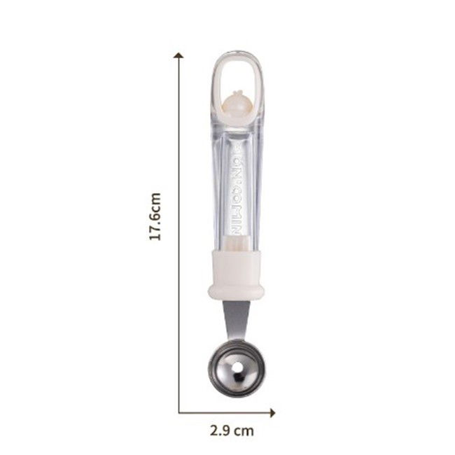 Pentru casa - Lingura pentru Bile de Fructe, Flippy, Scobitor Fructe, Ustensila Multifunctionala pentru Fructe, Accesoriu de Bucatarie, Lingura Antialunecare pentru Salata de Fructe, 17.6 x 2.9 cm, Bej