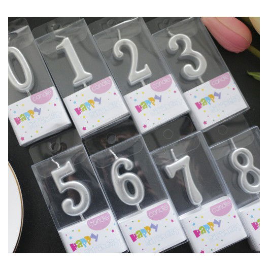 Lumanari si Toppere - Lumanare de Tort, Flippy, Model Cifra 1, Party, 4.5 x 2.5 cm, din Parafina, Argintiu