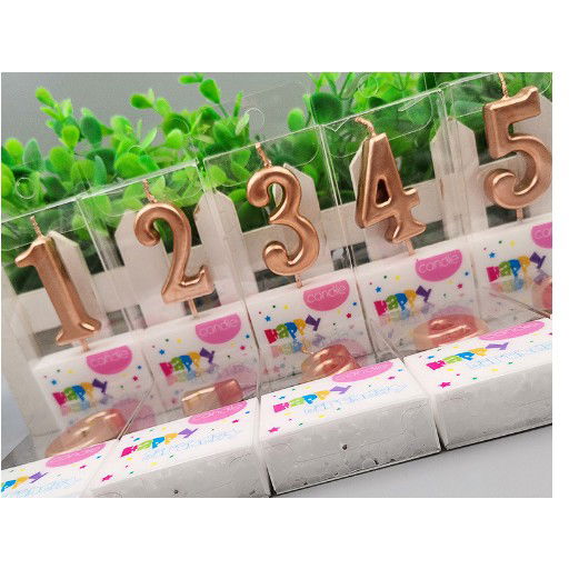 Lumanare de Tort, Flippy, Model Cifra 0, Party, 4.5 x 2.5 cm, din Parafina, Rose Gold [7]