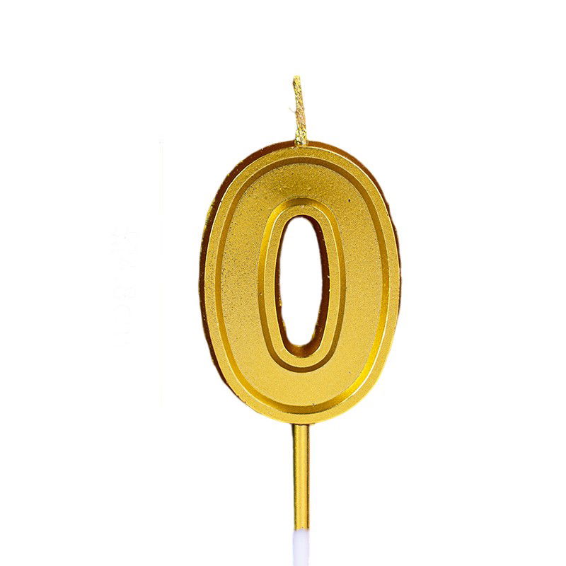0 - 10 LEI - Lumanare pentru Tort Cifra 0, Flippy, 4.8 cm, Aniversare, Aurie