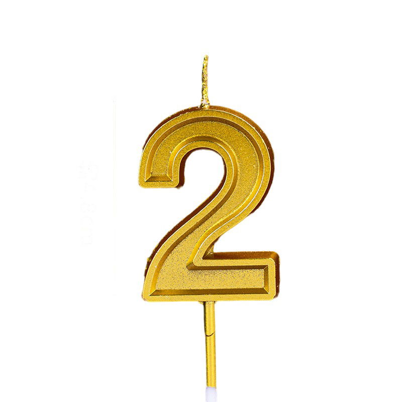 Lumanari si Toppere - Lumanare pentru Tort Cifra 2, Flippy, 4.8 cm, Aniversare, Aurie