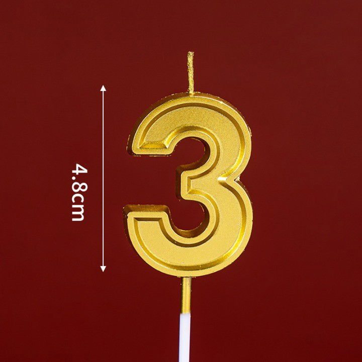 0 - 10 LEI - Lumanare pentru Tort Cifra 3, Flippy, 4.8 cm, Aniversare, Aurie