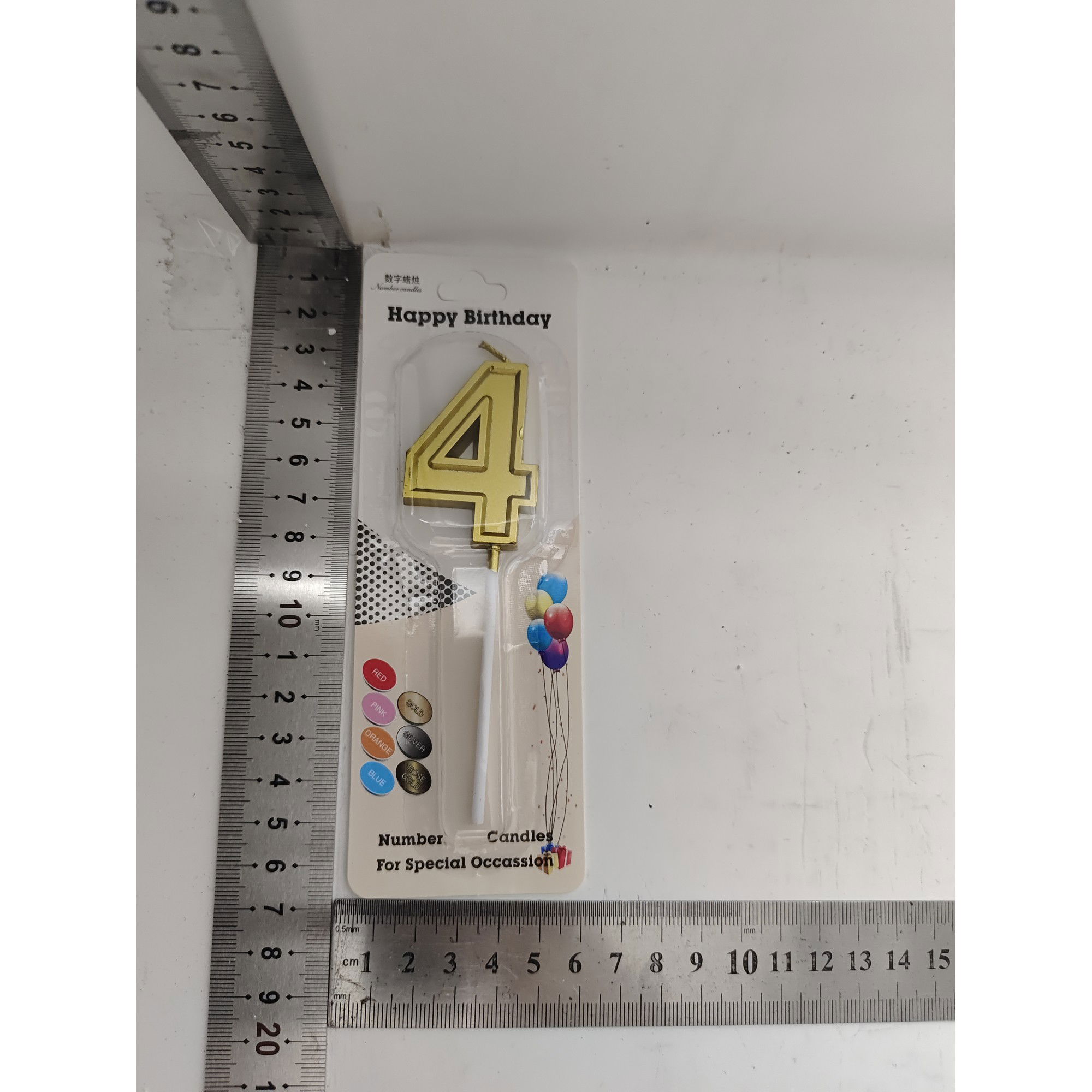 0 - 10 LEI - Lumanare pentru Tort Cifra 4, Flippy, 4.8 cm, Anivesare, Aurie