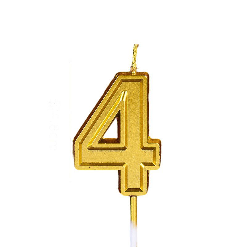 0 - 10 LEI - Lumanare pentru Tort Cifra 4, Flippy, 4.8 cm, Anivesare, Aurie