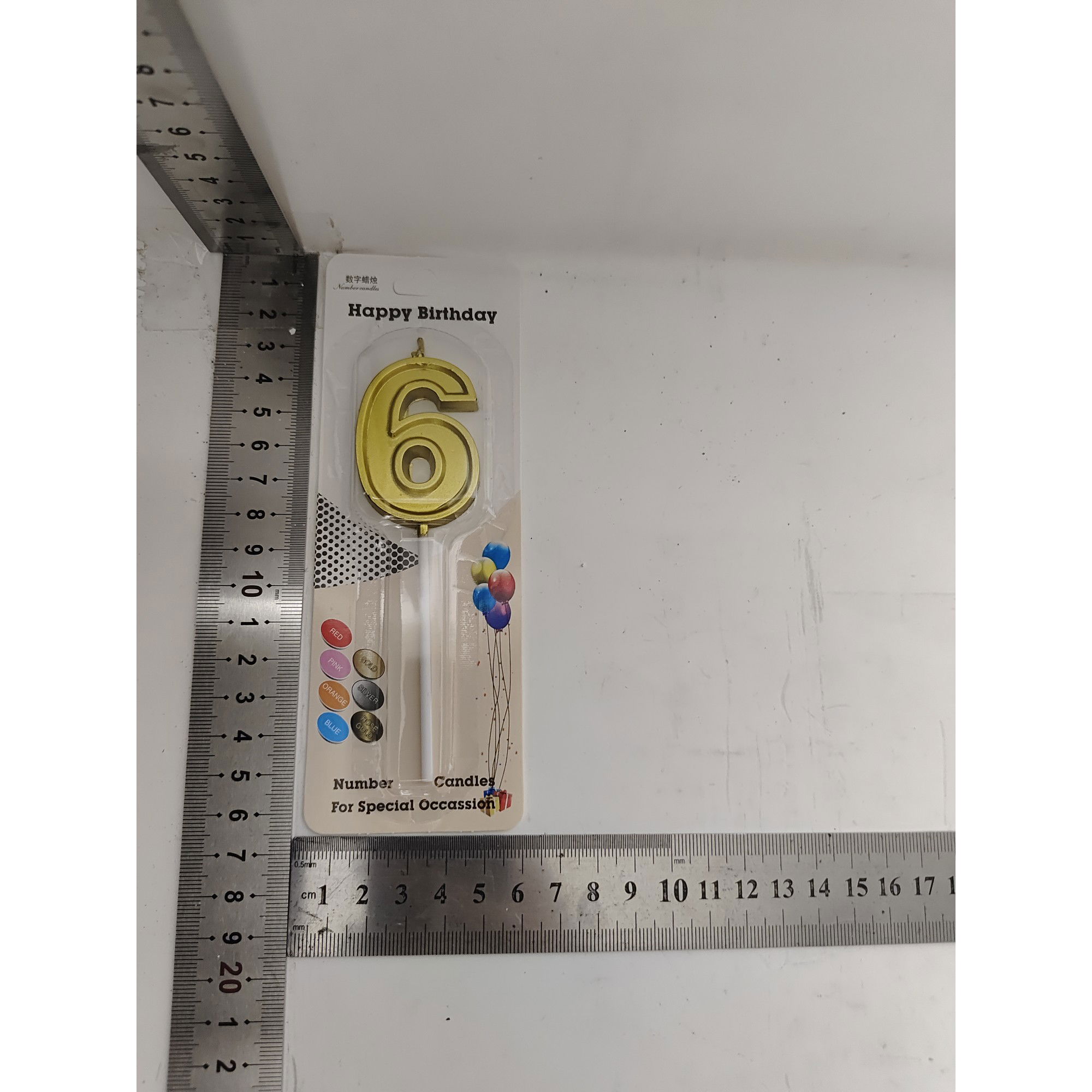 0 - 10 LEI - Lumanare pentru Tort Cifra 6, Flippy, 4.8 cm, Aniversare, Aurie