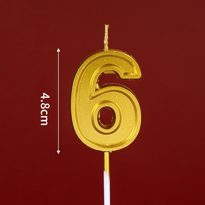Lumanare pentru Tort Cifra 6, Flippy, 4.8 cm, Aniversare, Aurie [3]