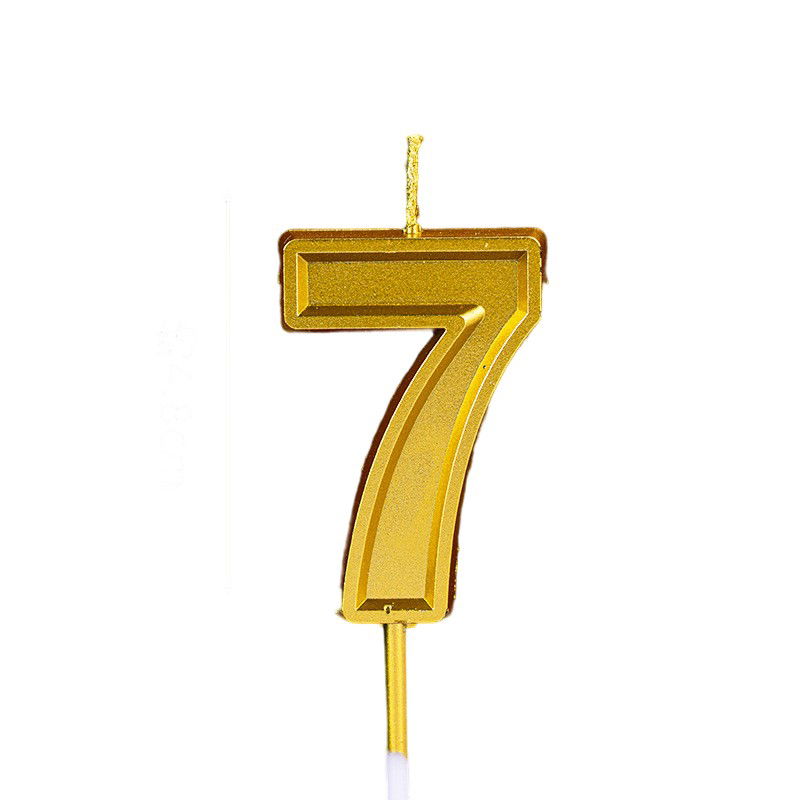 0 - 10 LEI - Lumanare pentru Tort Cifra 7, Flippy, 4.8 cm, Aniversare, Aurie
