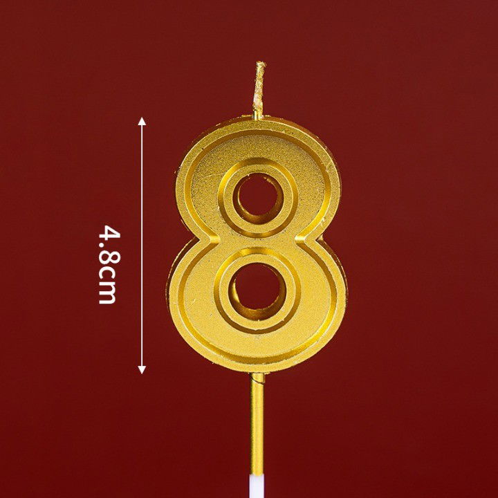 0 - 10 LEI - Lumanare pentru Tort Cifra 8, Flippy, 4.8 cm, Aniversare, Aurie