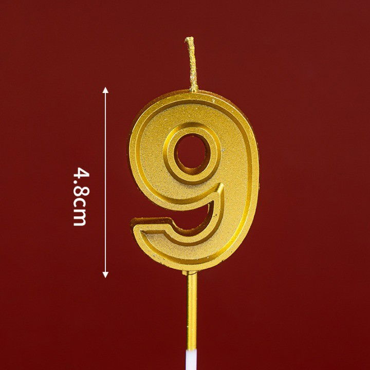 0 - 10 LEI - Lumanare pentru Tort Cifra 9, Flippy, 4.8 cm, Aniversare, Aurie