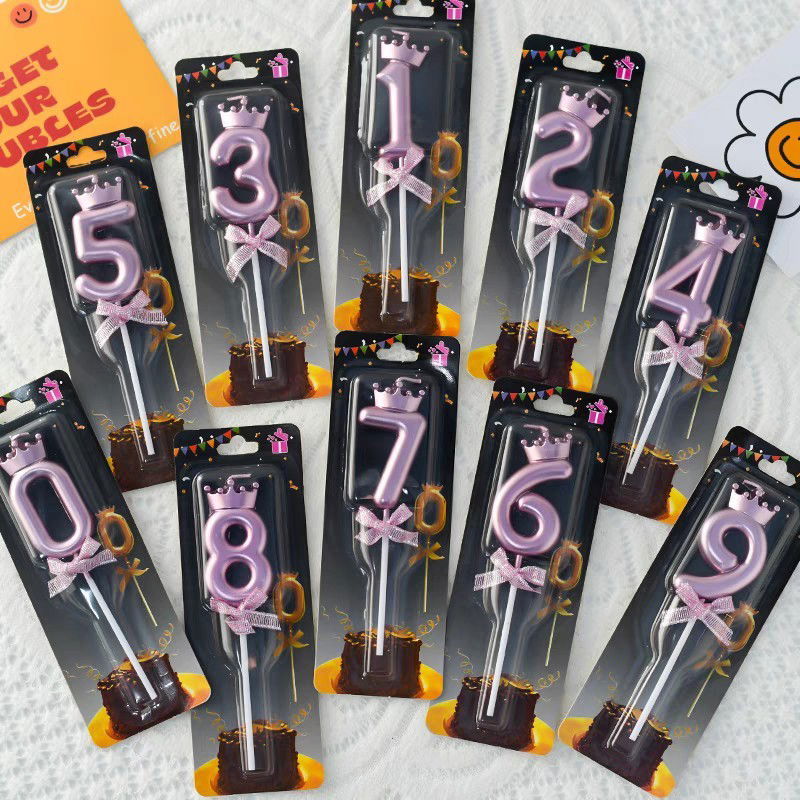 Lumanare Cifra 0, Flippy, Model Coroana cu Fundita, Pentru Tort, 6 x 2.5 cm Mov [5]