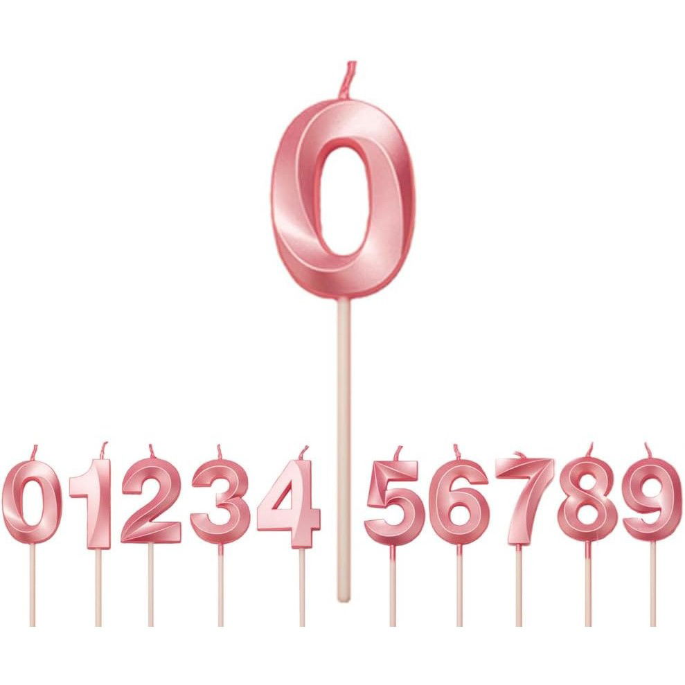 Lumanari si Toppere - Lumanare Cifra 0, Flippy, Model Diamond, 5 x 3.4 cm, Roz