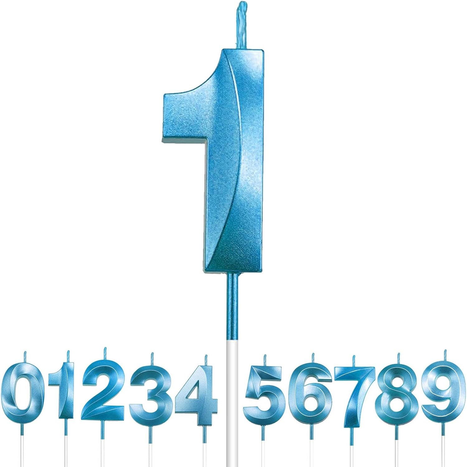 Lumanare Cifra 1, Flippy, Model Diamond, 5 x 3.4 cm, Albastru [6]