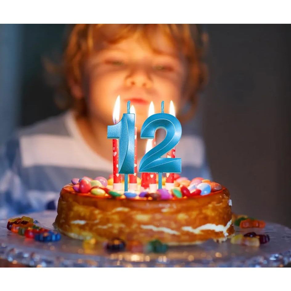 Lumanare Cifra 1, Flippy, Model Diamond, 5 x 3.4 cm, Albastru [5]