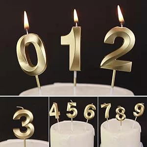 Lumanare Cifra 1, Flippy, Model Diamond, 5 x 3.4 cm, Auriu [5]