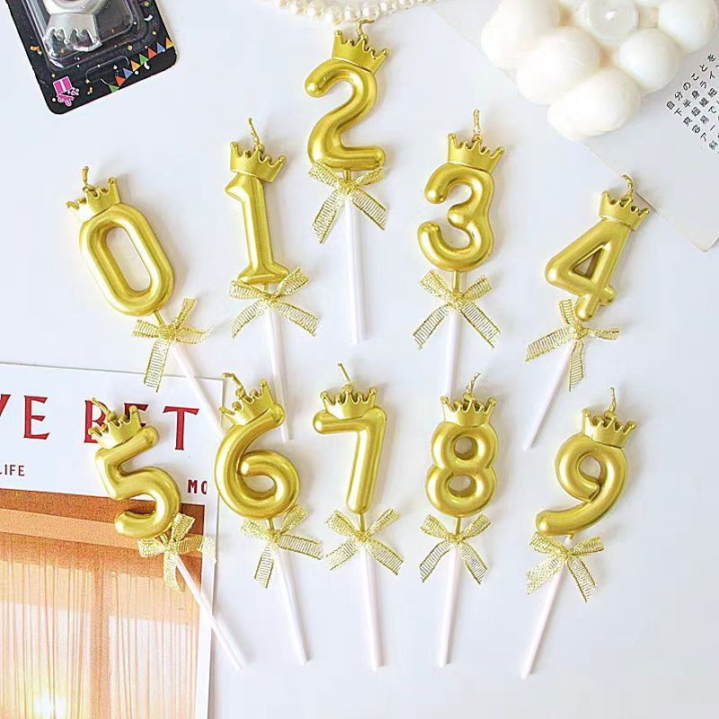 Lumanare pentru Tort Cifra 1, Model Coroana, Gold, Flippy, Party [11]
