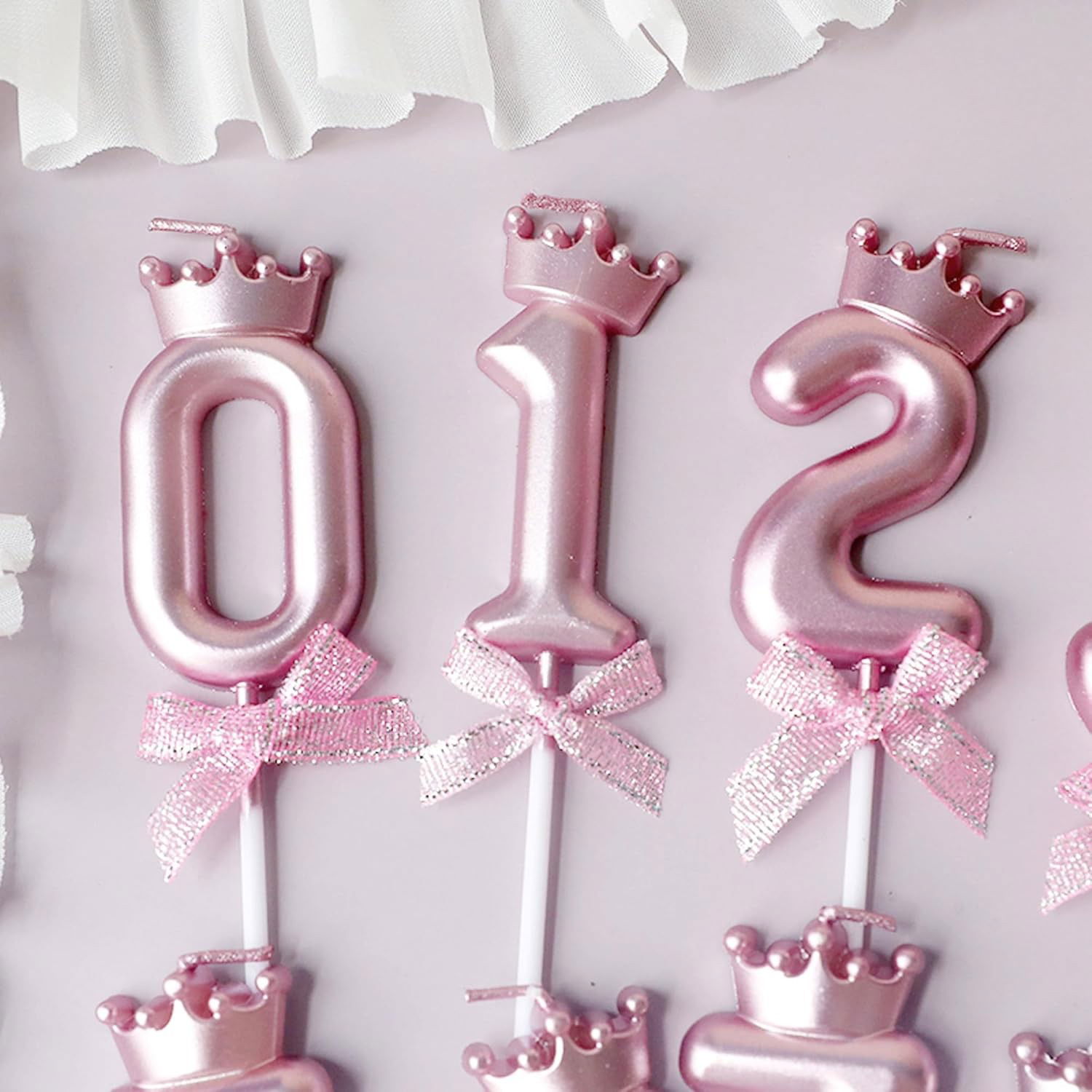 Lumanare Cifra 2, Flippy, Model Coroana cu Fundita, Pentru Tort, 6 x 2.5 cm Mov [4]