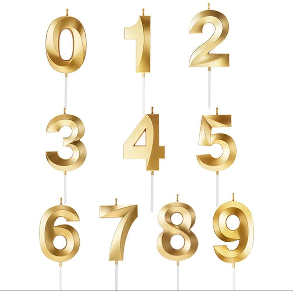 Lumanare Cifra 2, Flippy, Model Diamond, 5 x 3.4 cm, Auriu [5]