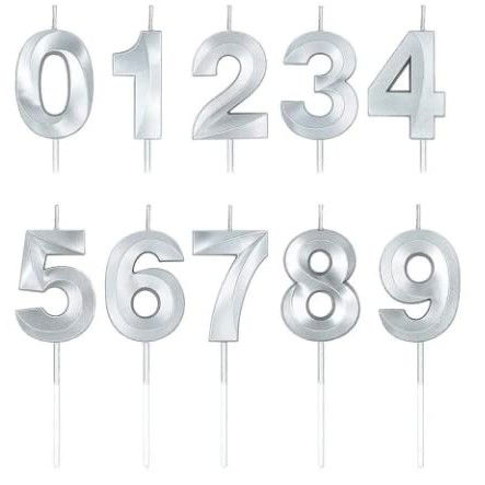 Lumanare Cifra 2, Flippy, Model Diamond, 5 x 3.4 cm, Argintiu [4]