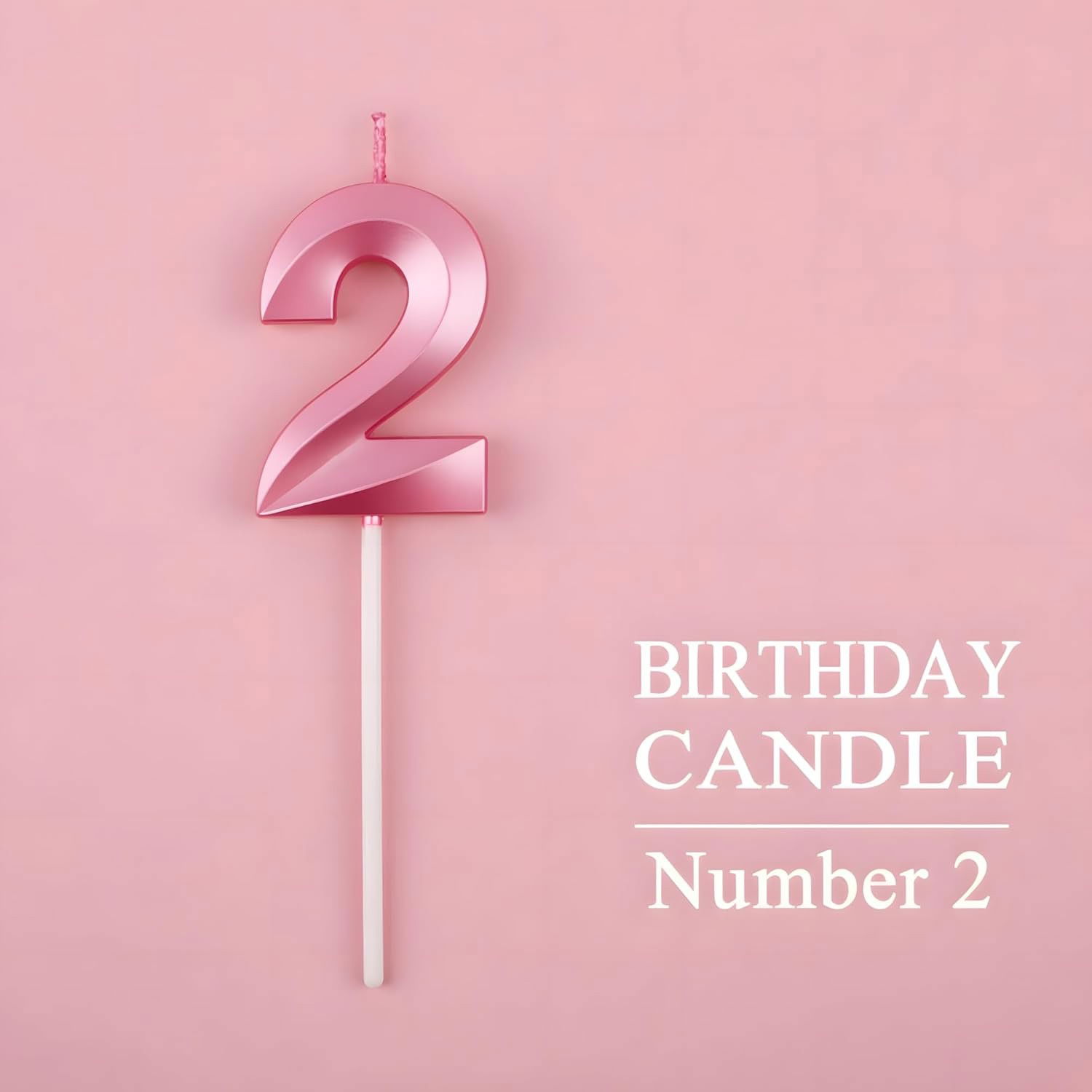 Lumanare Cifra 2, Flippy, Model Diamond, 5 x 3.4 cm, Roz [4]