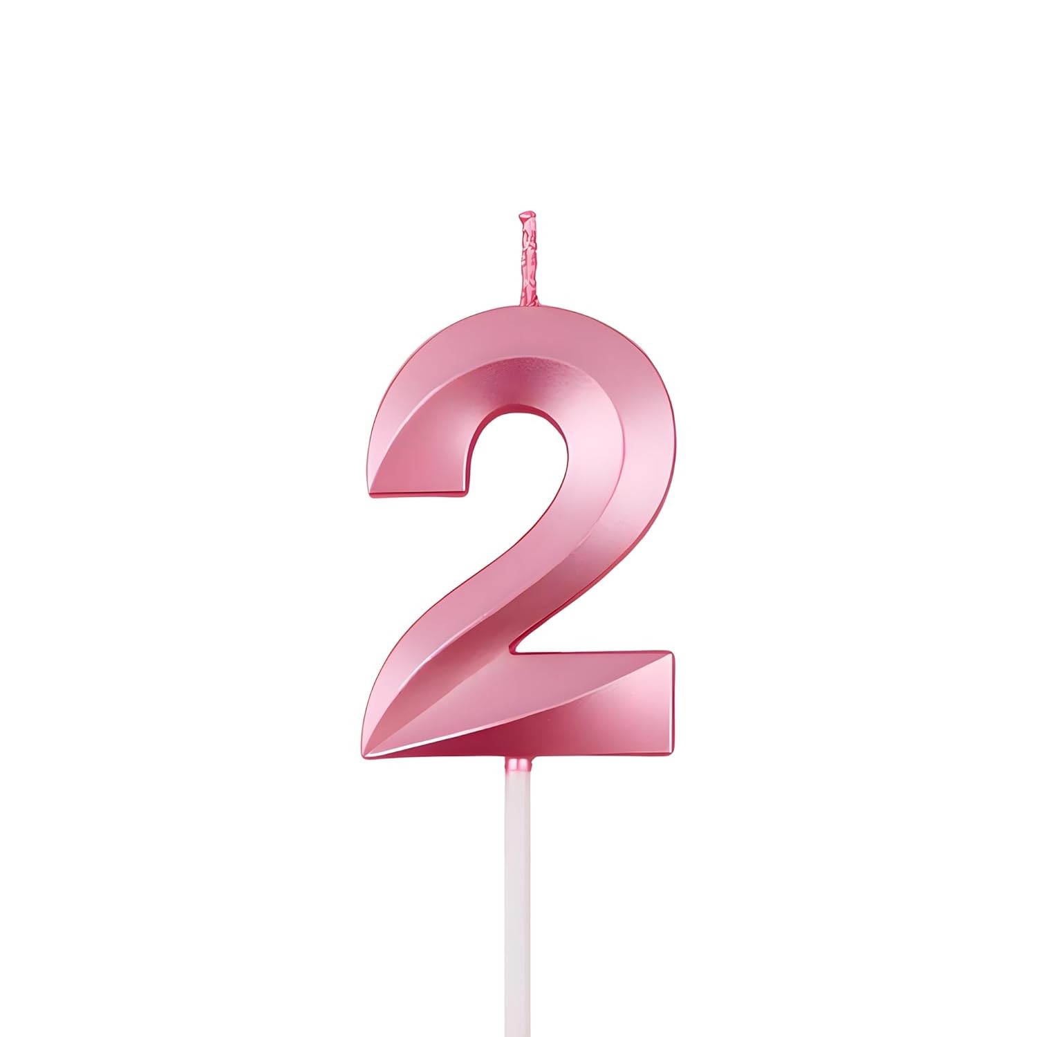 Lumanare Cifra 2, Flippy, Model Diamond, 5 x 3.4 cm, Roz [5]