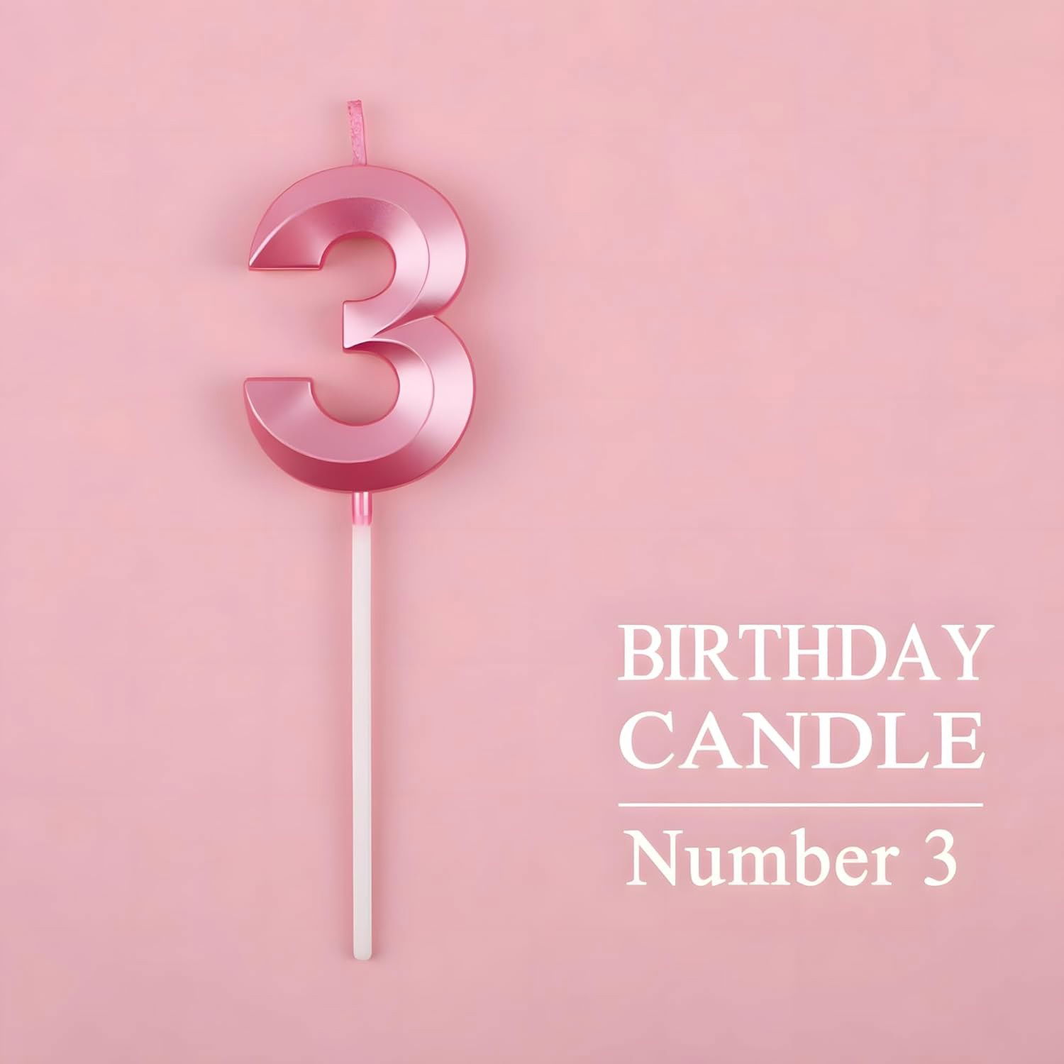 Lumanare Cifra 3, Flippy, Model Diamond, 5 x 3.4 cm, Roz [5]