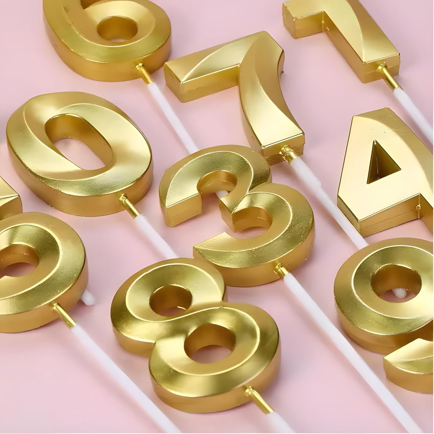 Lumanare Cifra 4, Flippy, Model Diamond, 5 x 3.4 cm, Auriu [5]