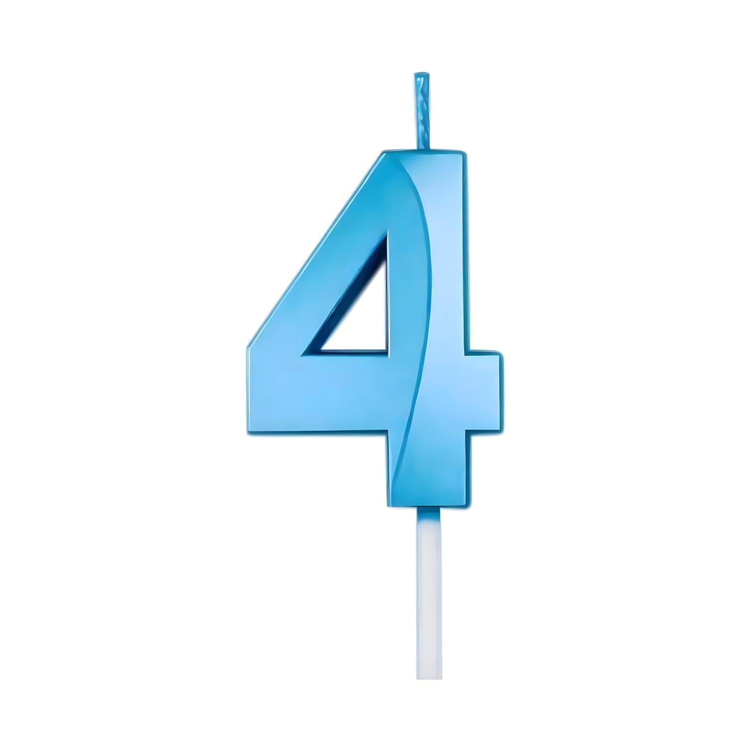 Lumanare Cifra 4, Flippy, Model Diamond, 5 x 3.4 cm, Albastru [7]